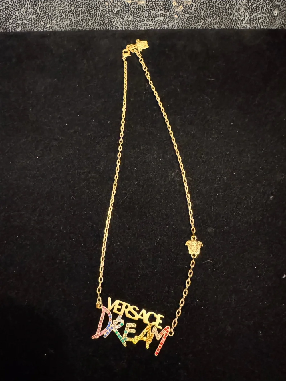 Versace Gold-Tone 'DREAM' Multicolored Crystal Pendant Necklace